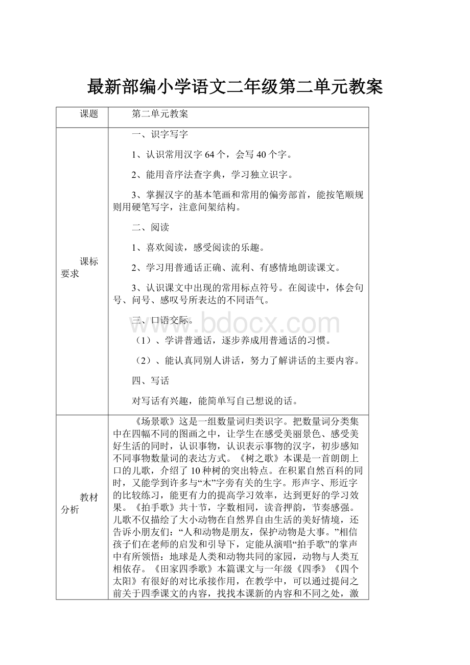 最新部编小学语文二年级第二单元教案.docx_第1页