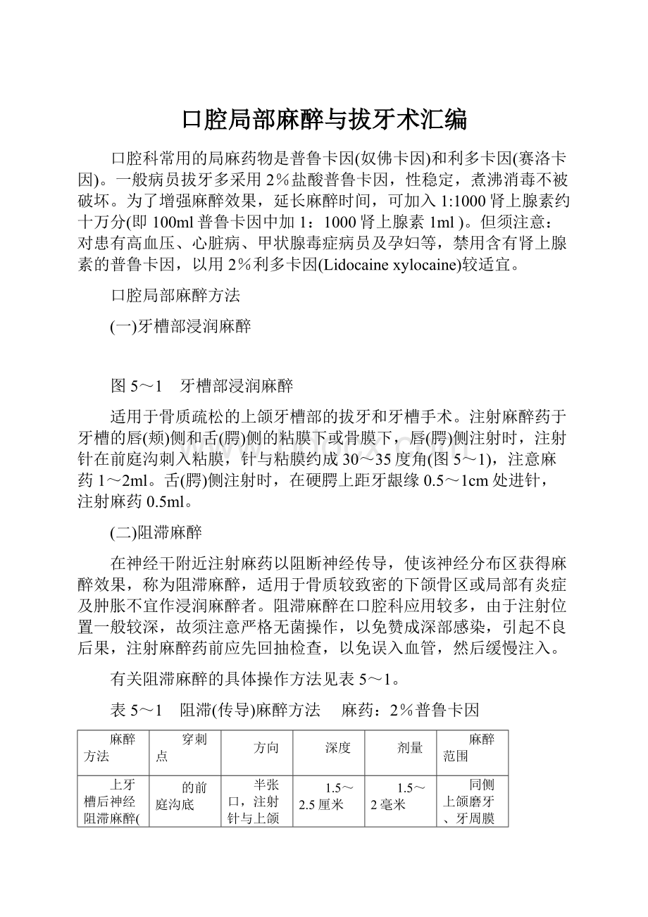 口腔局部麻醉与拔牙术汇编.docx