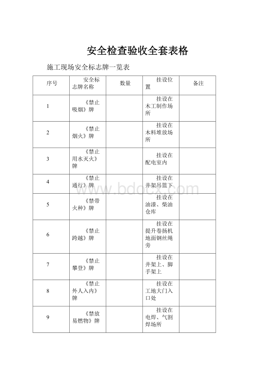 安全检查验收全套表格.docx