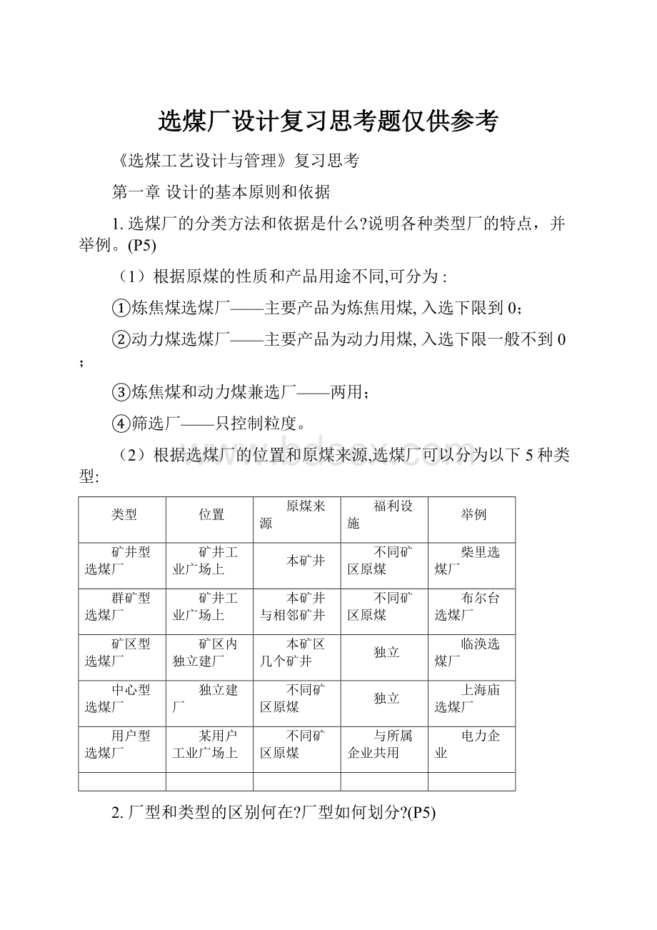 选煤厂设计复习思考题仅供参考.docx_第1页