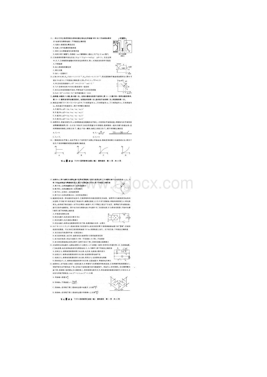 百校联盟届TOP20四月联考全国一卷理综扫描版.docx_第2页