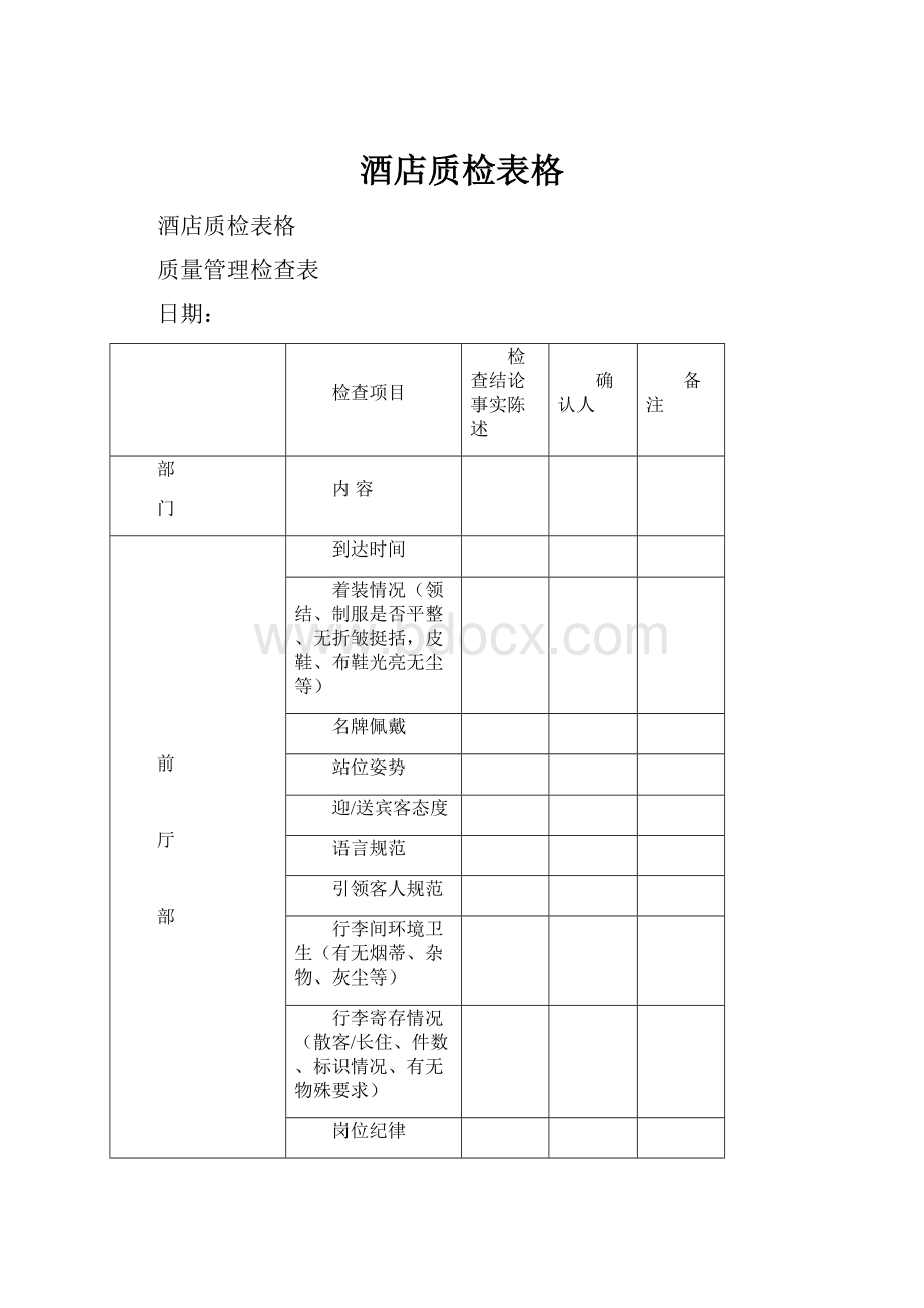 酒店质检表格.docx