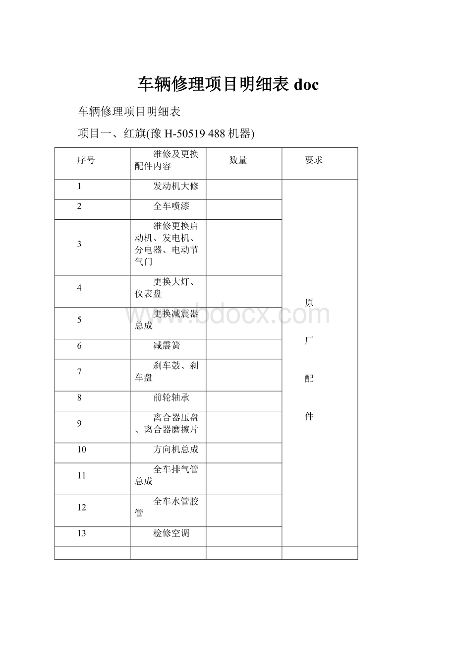 车辆修理项目明细表doc.docx