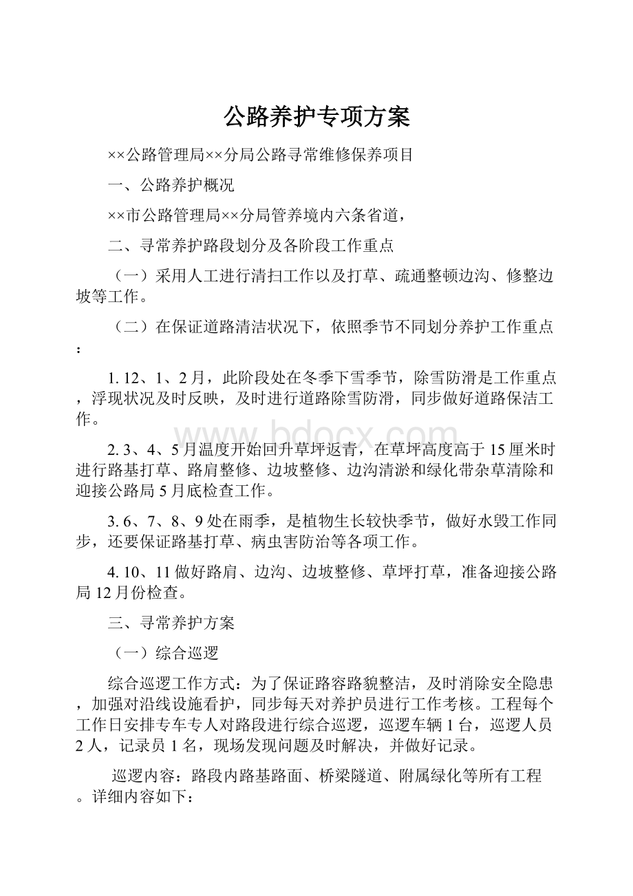 公路养护专项方案.docx_第1页