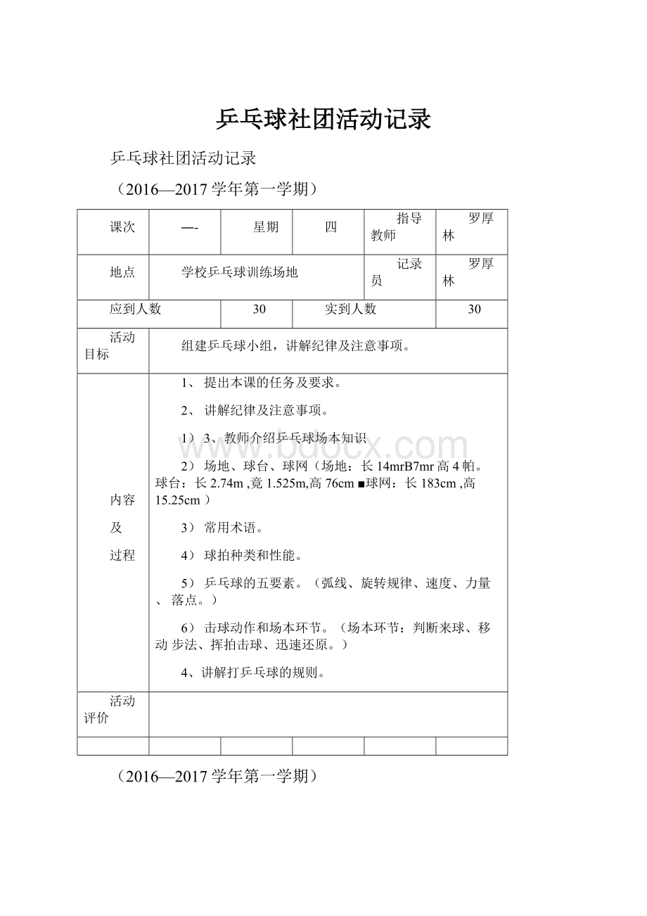 乒乓球社团活动记录.docx