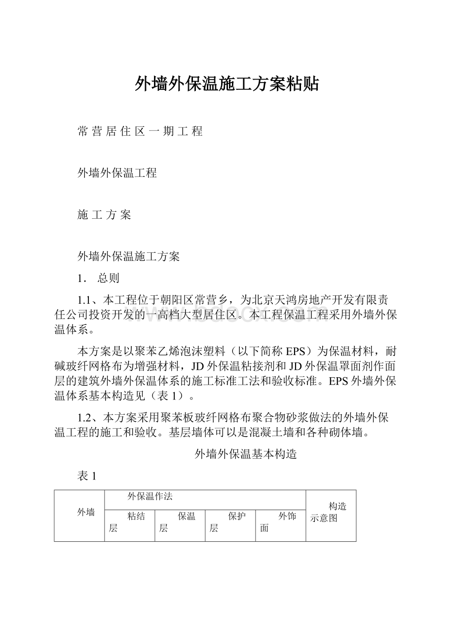 外墙外保温施工方案粘贴.docx