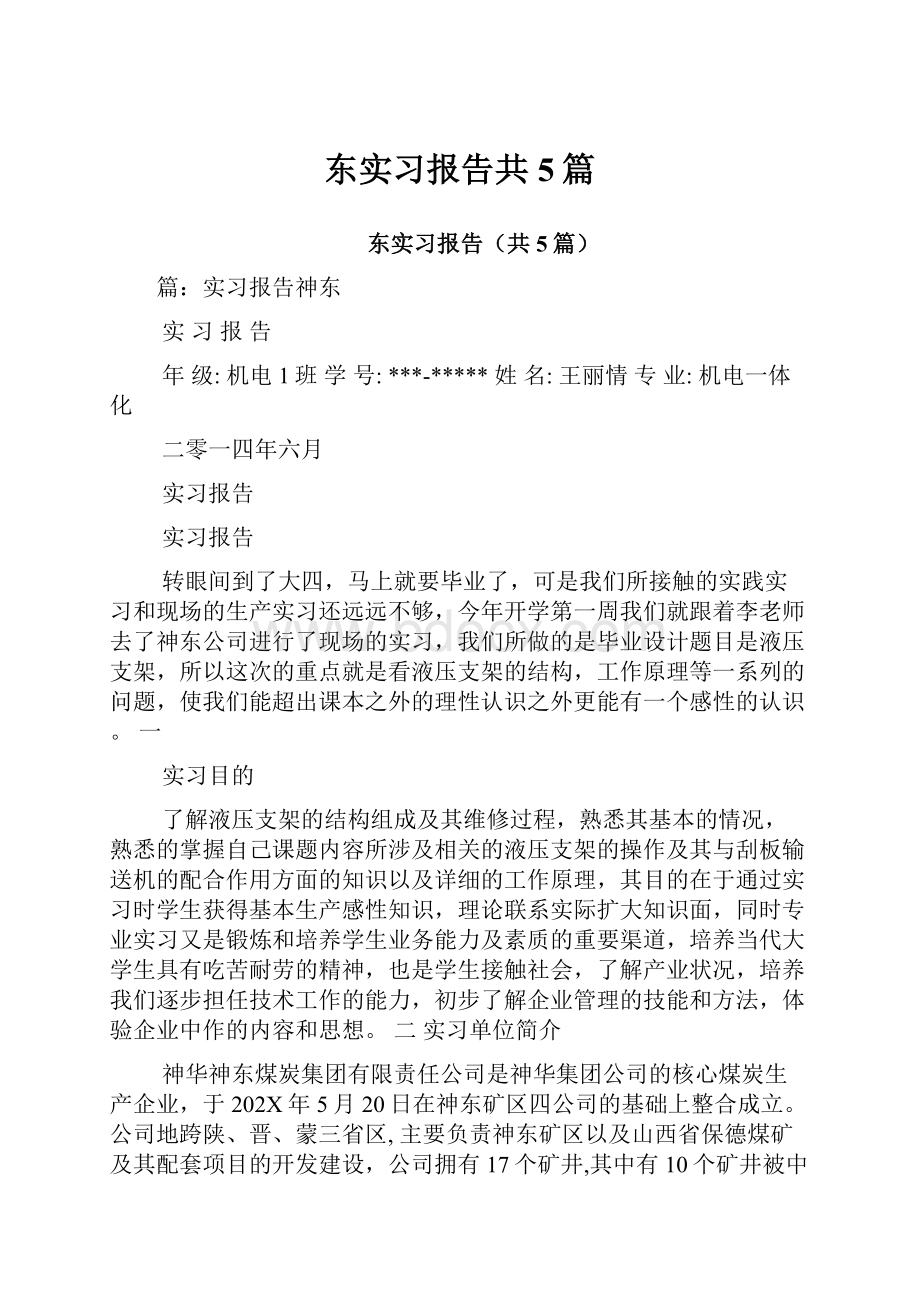 东实习报告共5篇.docx_第1页