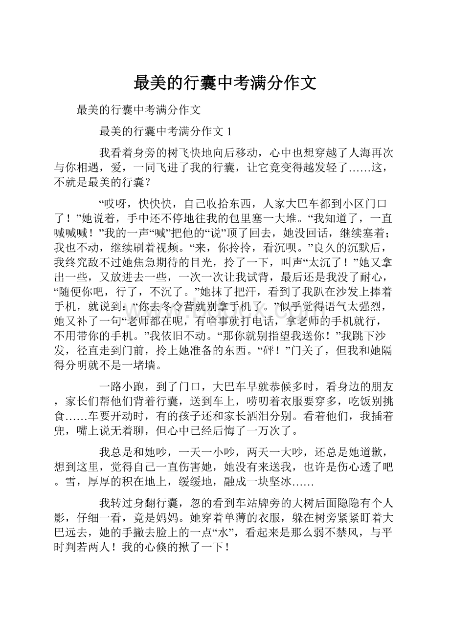 最美的行囊中考满分作文.docx