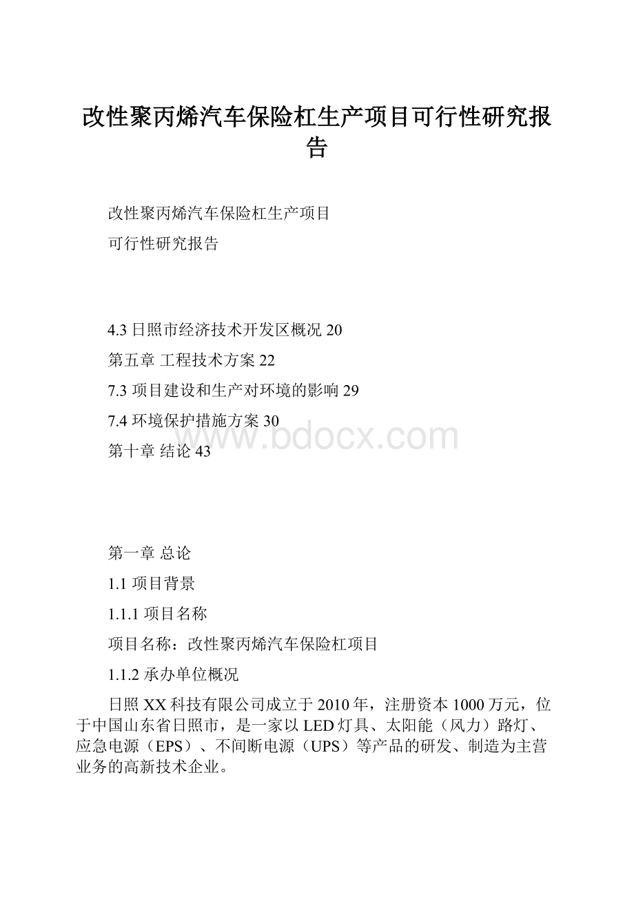 改性聚丙烯汽车保险杠生产项目可行性研究报告.docx