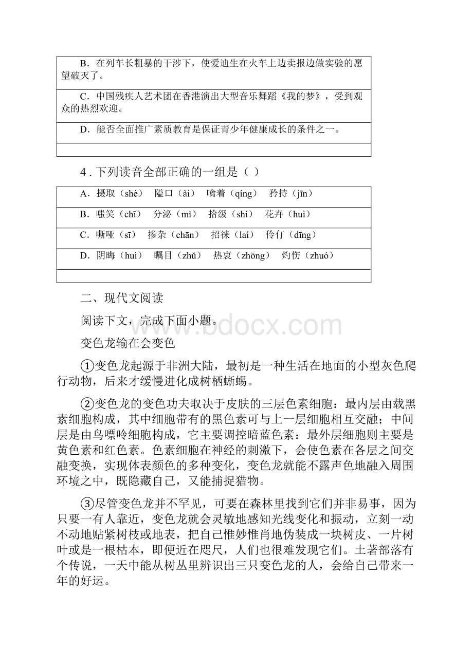 人教版中考适应性检测语文试题I卷.docx_第2页