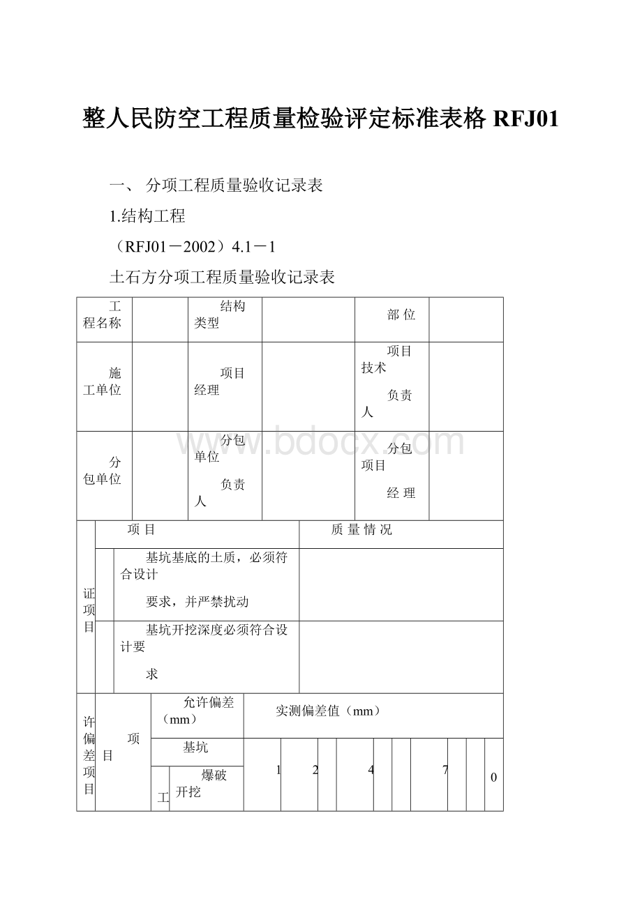 整人民防空工程质量检验评定标准表格RFJ01.docx