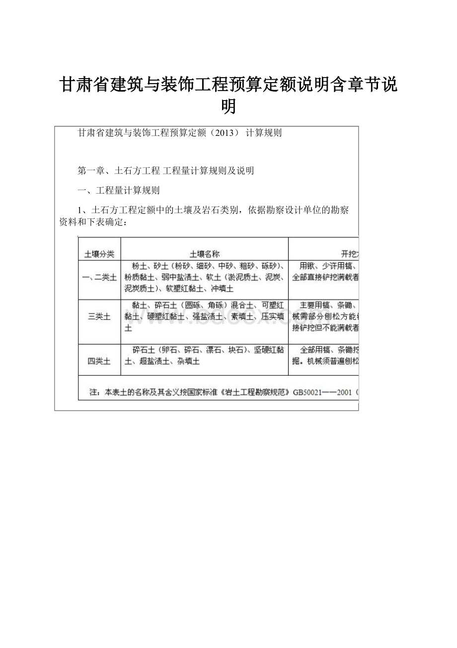 甘肃省建筑与装饰工程预算定额说明含章节说明.docx_第1页