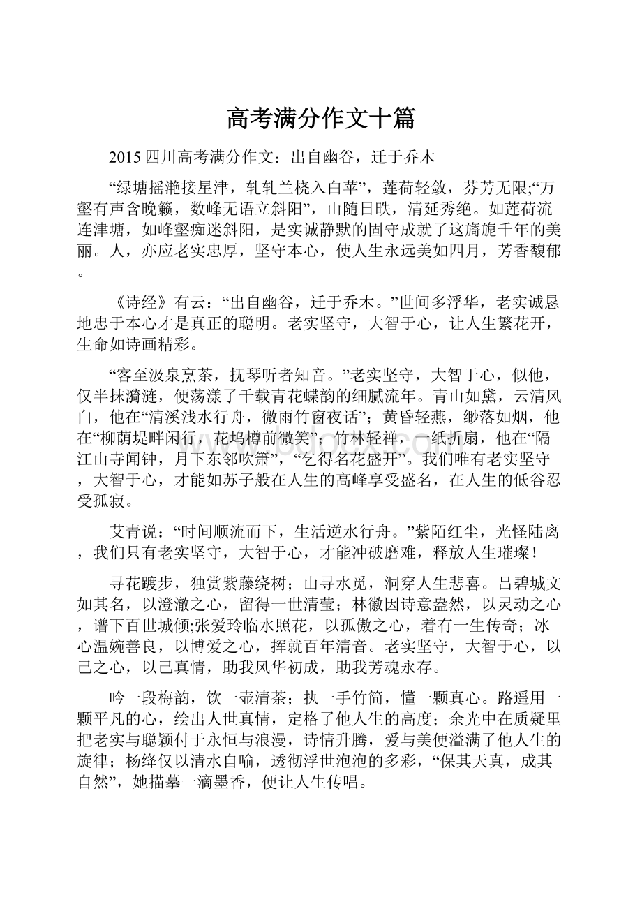 高考满分作文十篇.docx