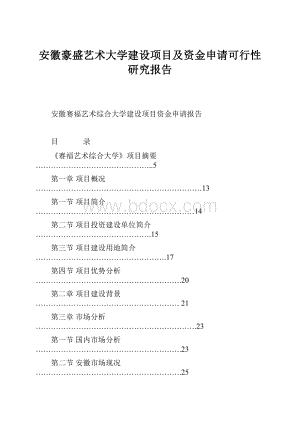 安徽豪盛艺术大学建设项目及资金申请可行性研究报告.docx