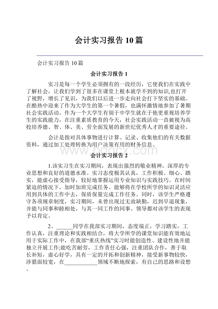 会计实习报告10篇.docx