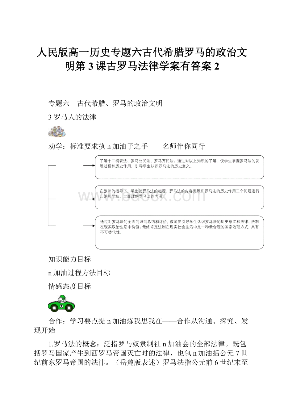 人民版高一历史专题六古代希腊罗马的政治文明第3课古罗马法律学案有答案2.docx_第1页