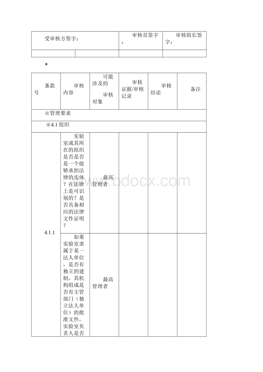 ISO17025管理体系内审检查表范本.docx_第2页