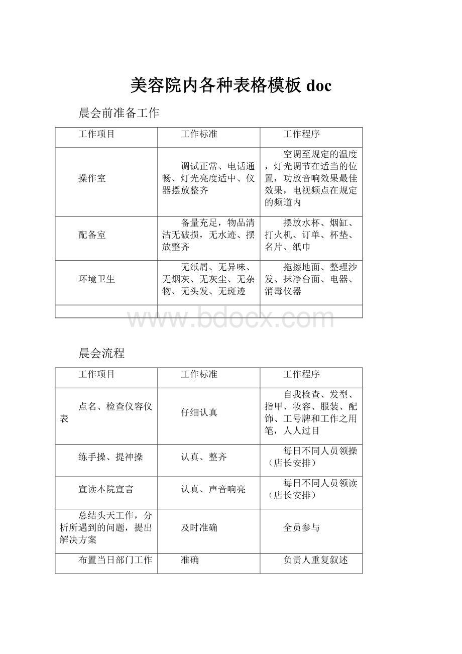 美容院内各种表格模板doc.docx