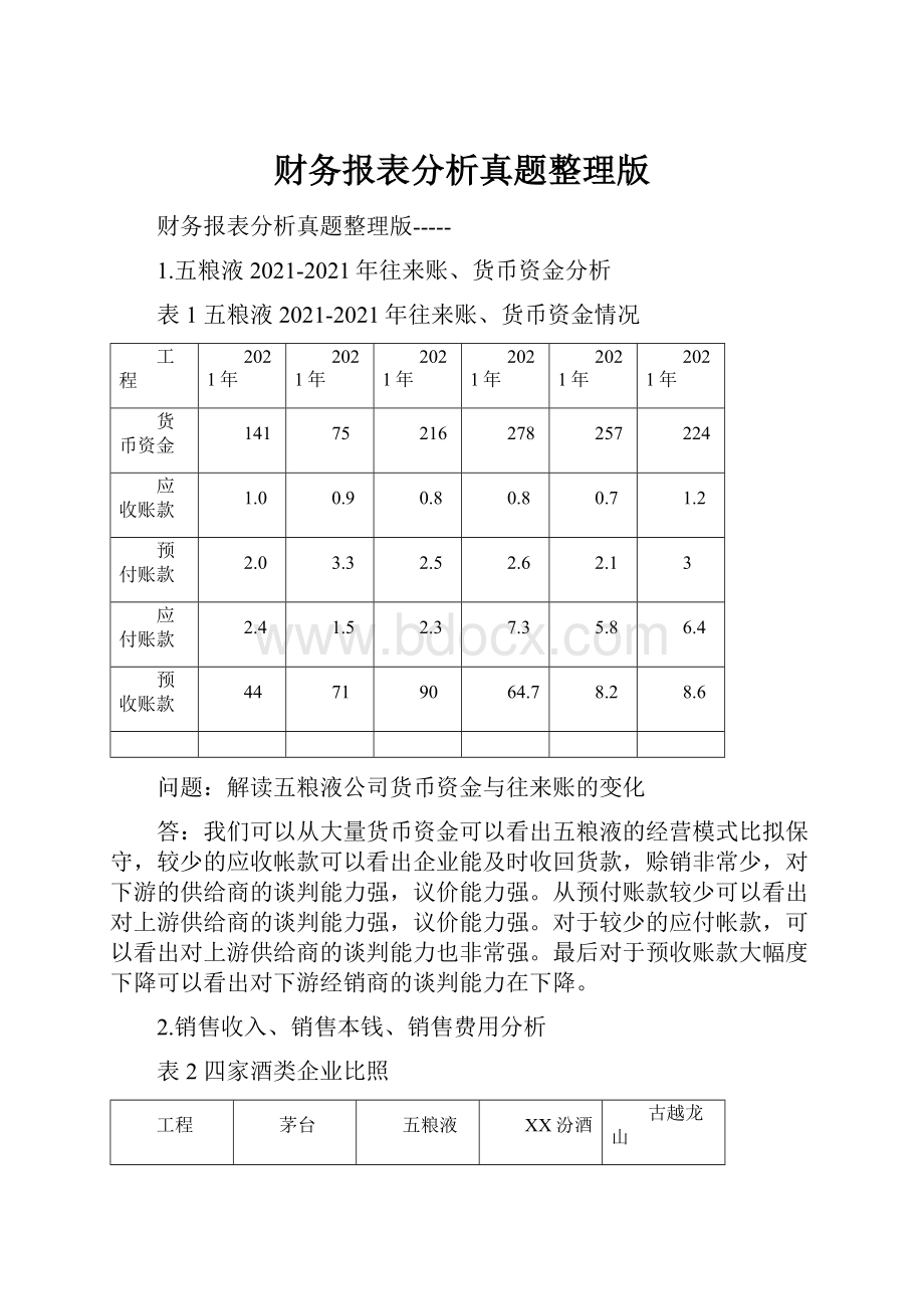 财务报表分析真题整理版.docx_第1页