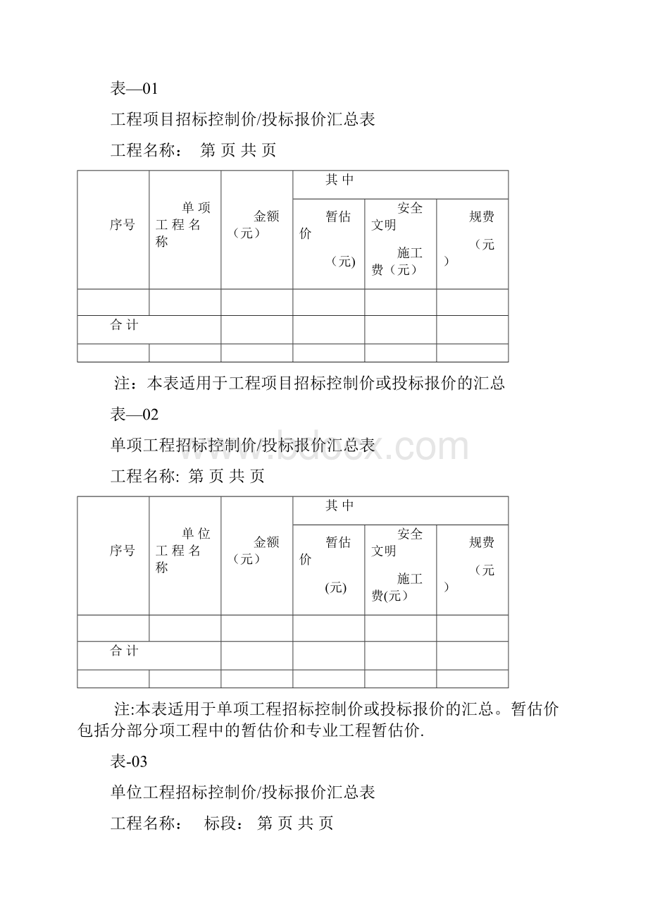 投标报价使用的表格范本模板.docx_第2页