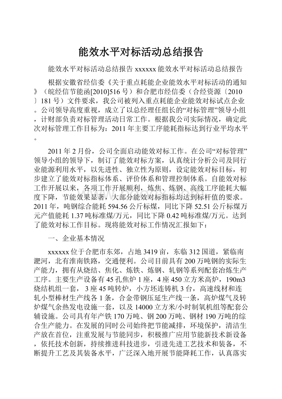 能效水平对标活动总结报告.docx