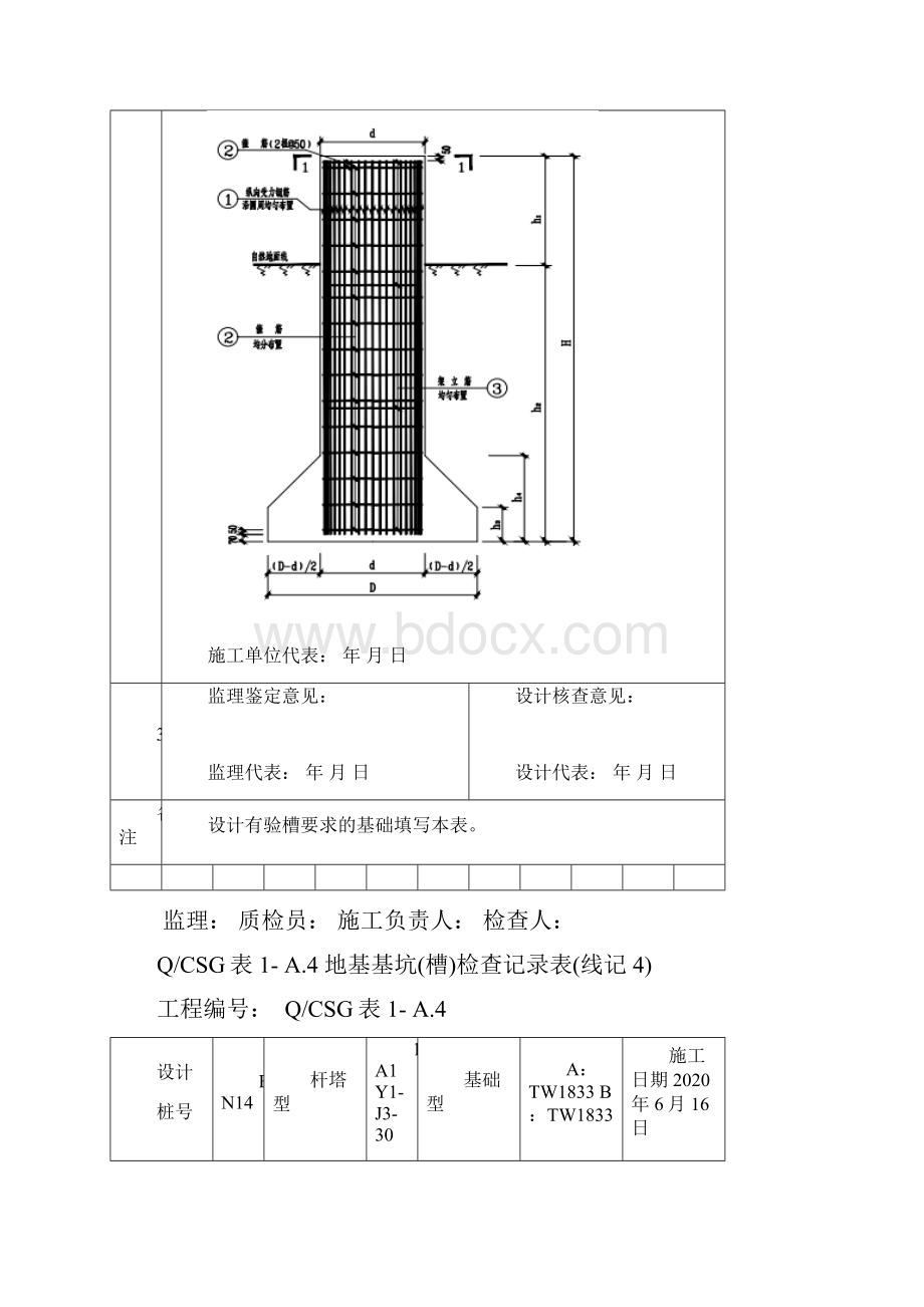 输电线路工程地基基坑槽检查记录填表示范.docx_第2页