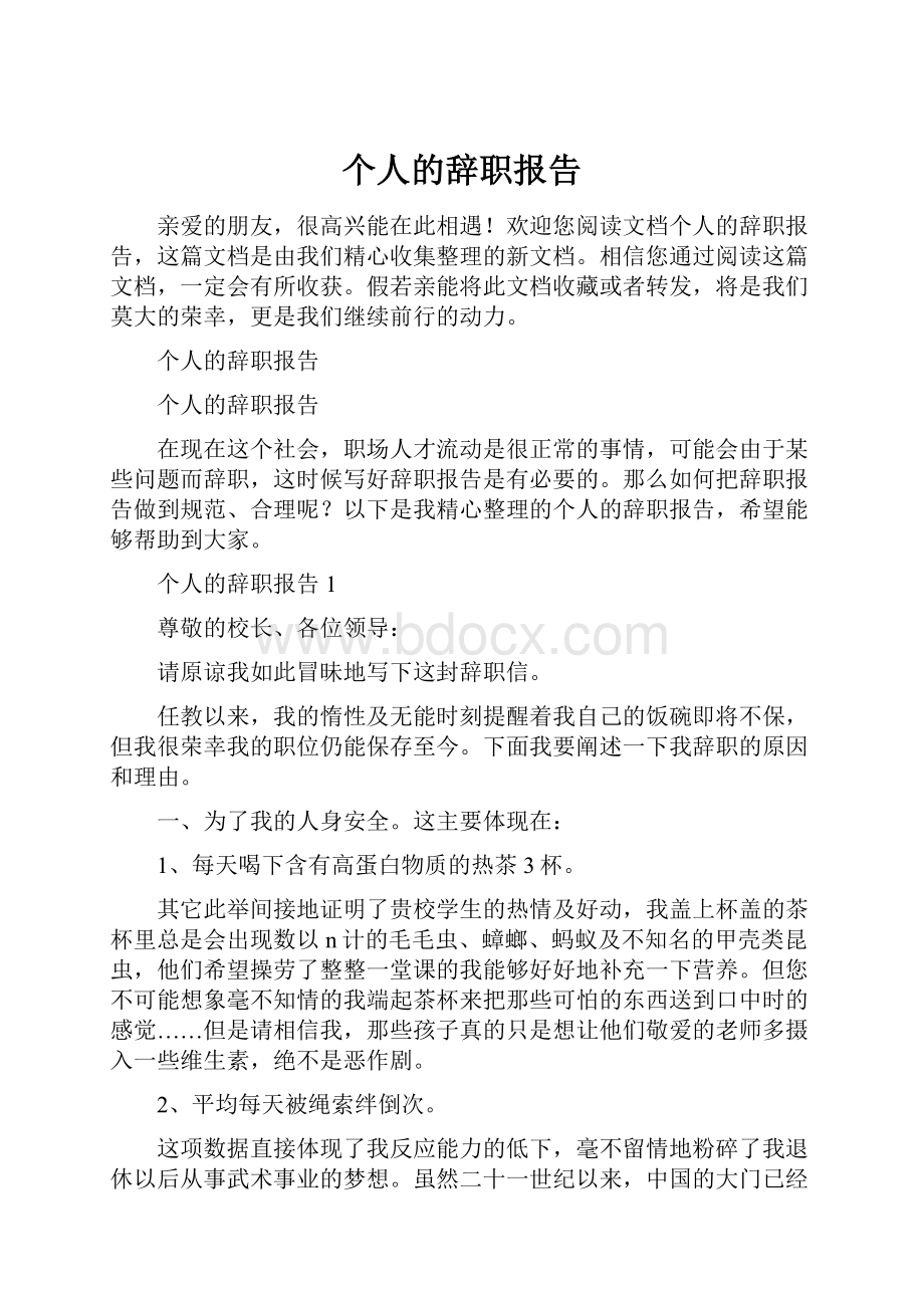 个人的辞职报告.docx