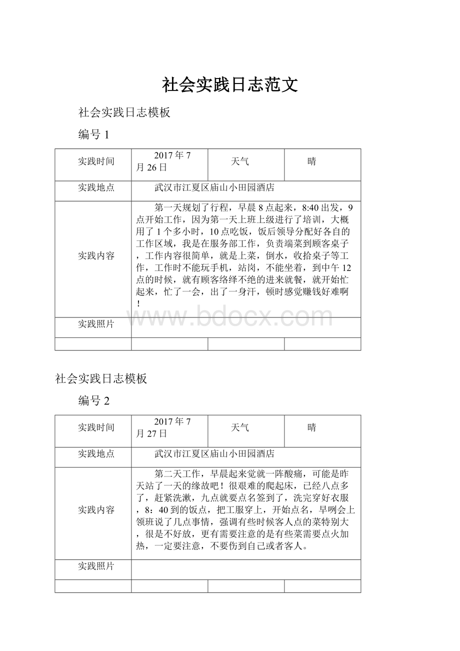 社会实践日志范文.docx