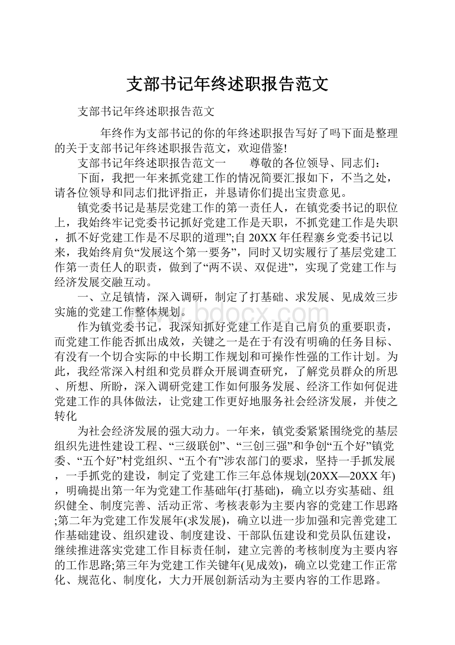 支部书记年终述职报告范文.docx