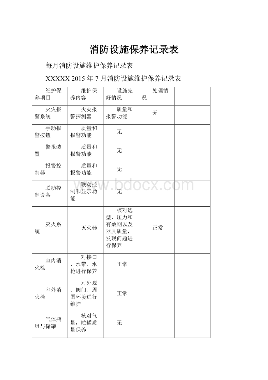 消防设施保养记录表.docx_第1页