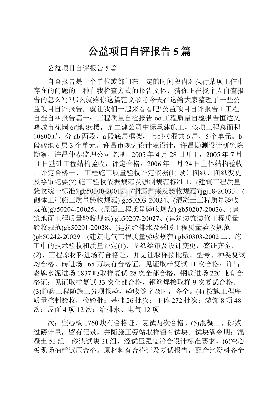 公益项目自评报告5篇.docx