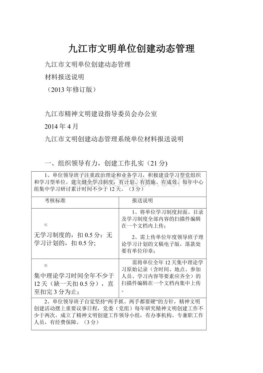 九江市文明单位创建动态管理.docx