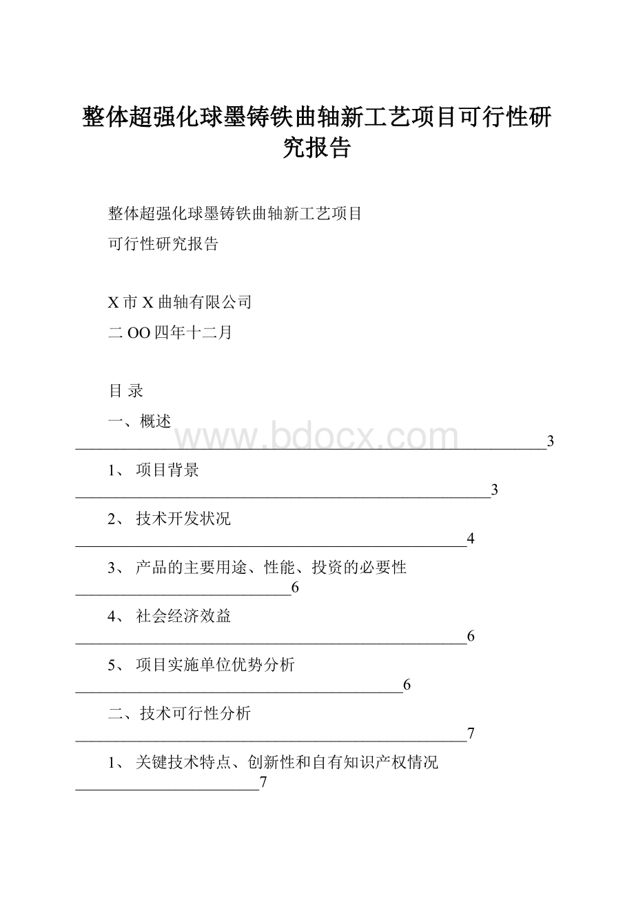 整体超强化球墨铸铁曲轴新工艺项目可行性研究报告.docx