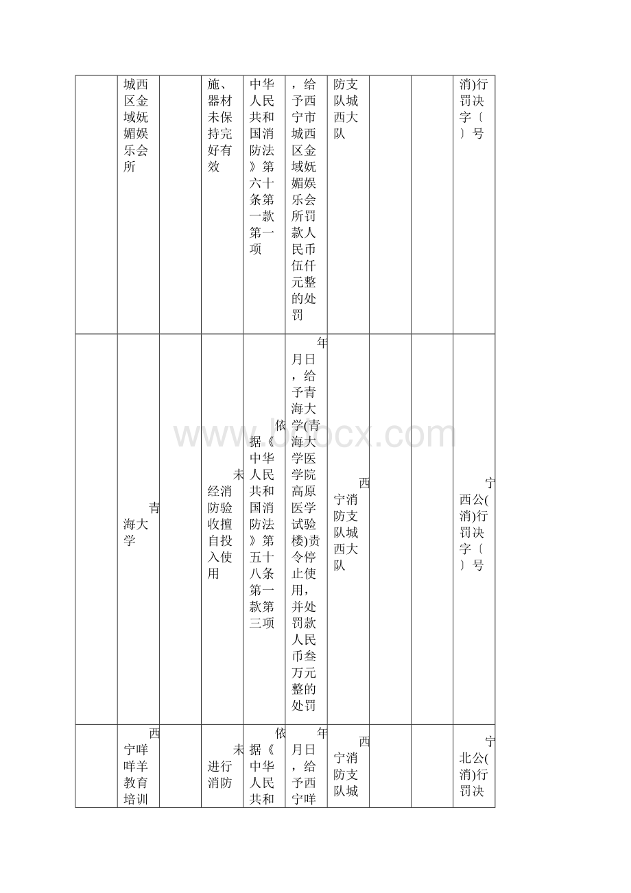 青海省消防安全不良行为信息统计表.docx_第3页