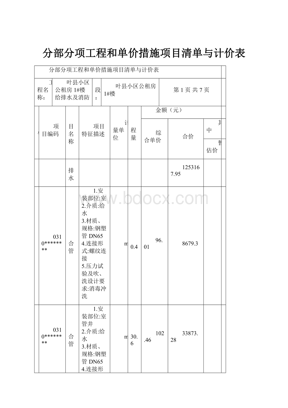 分部分项工程和单价措施项目清单与计价表.docx