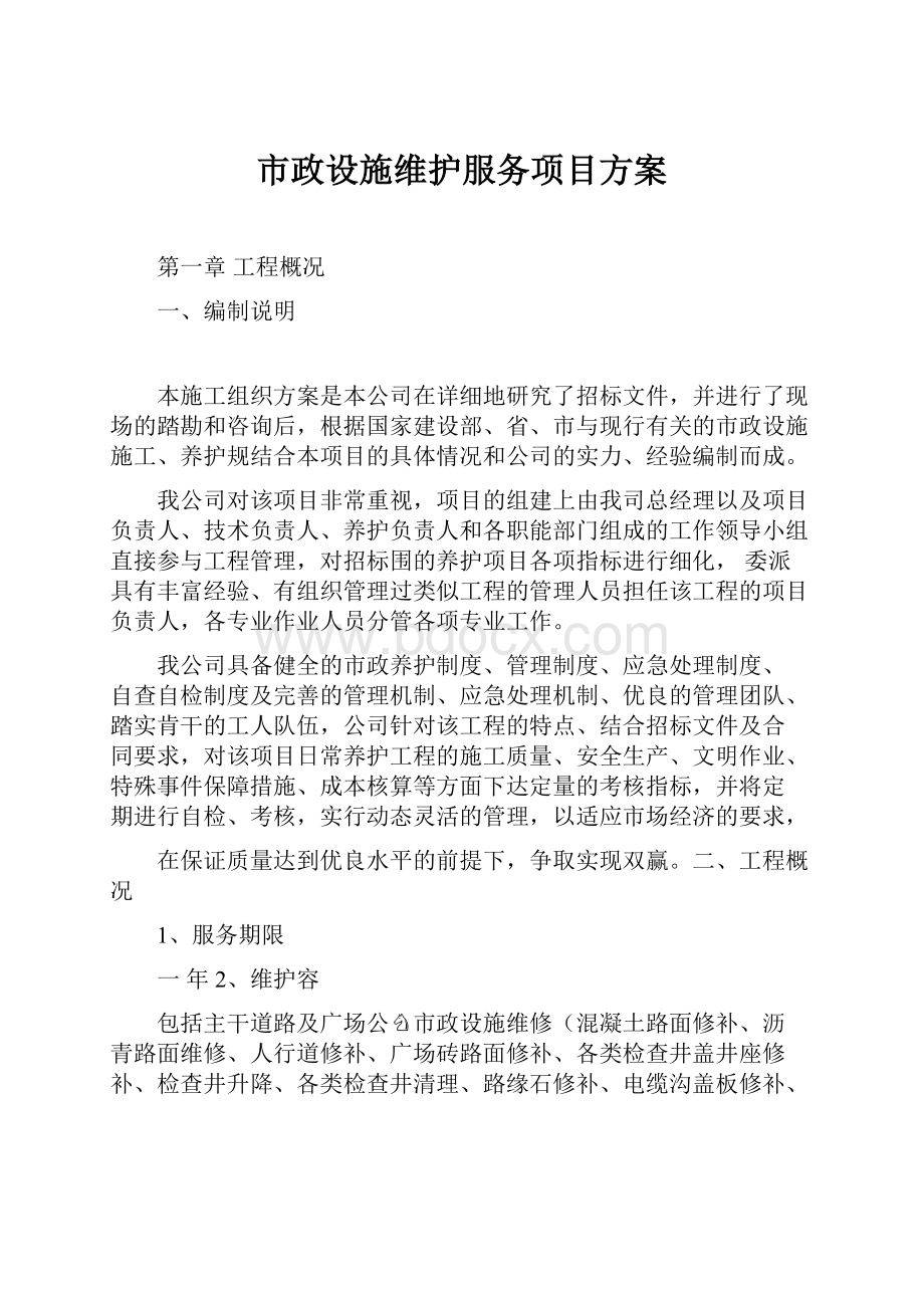 市政设施维护服务项目方案.docx_第1页