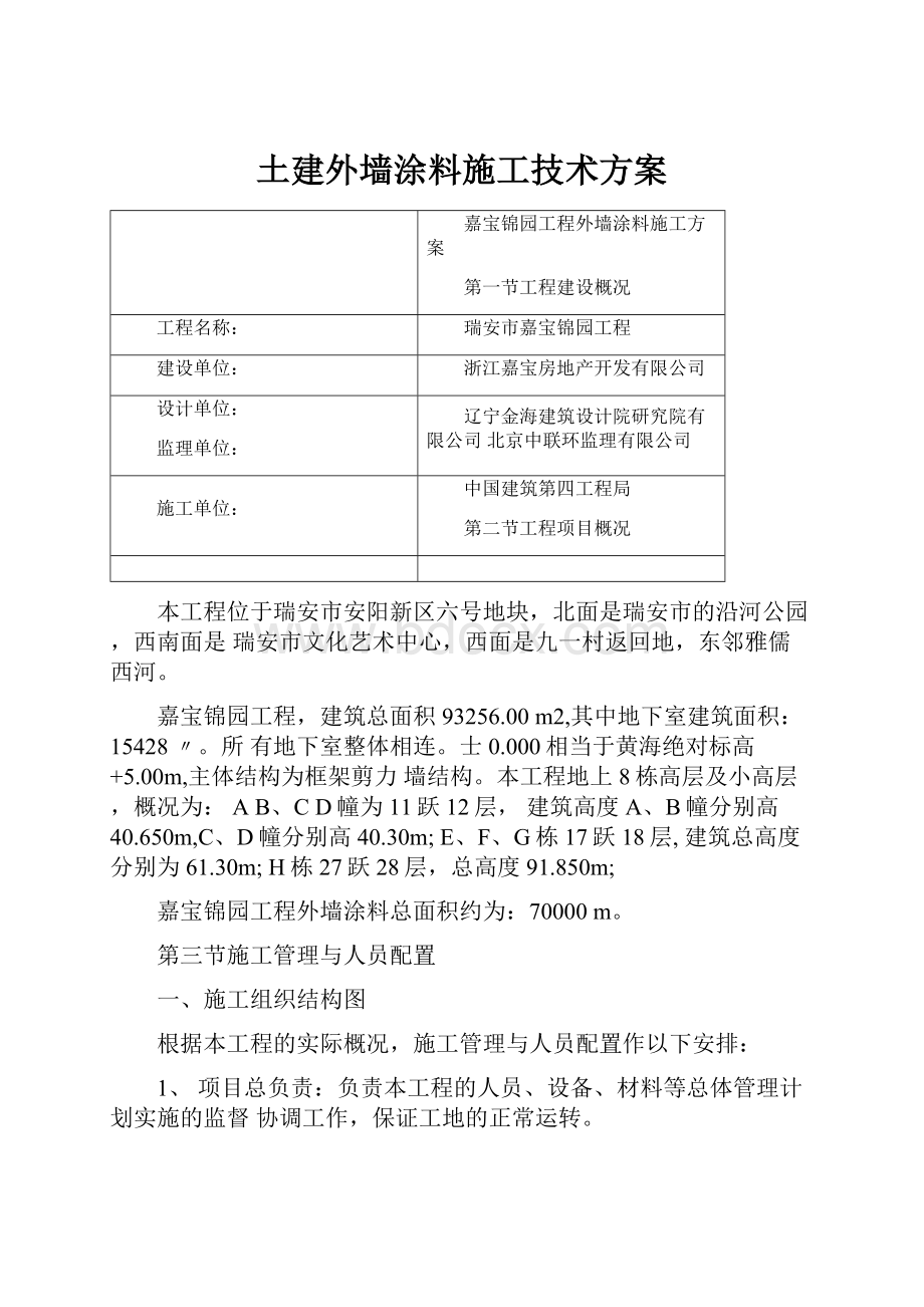 土建外墙涂料施工技术方案.docx_第1页