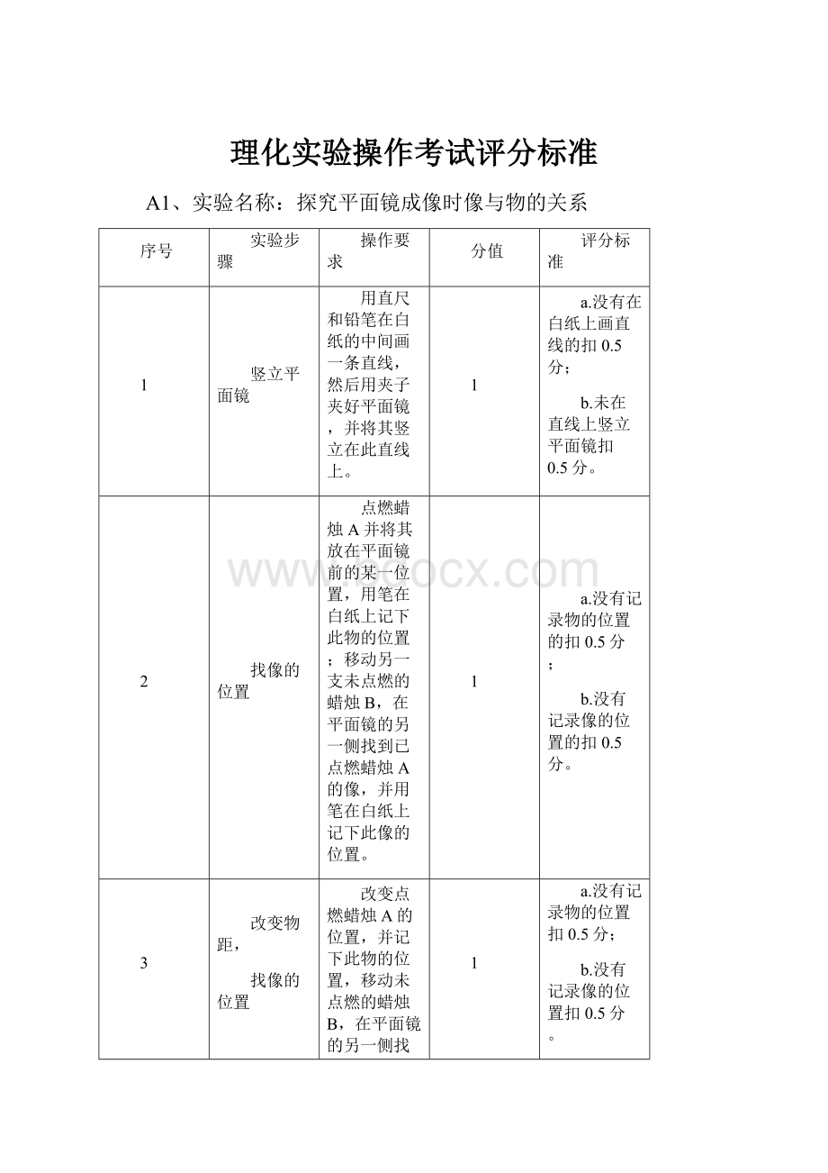 理化实验操作考试评分标准.docx_第1页