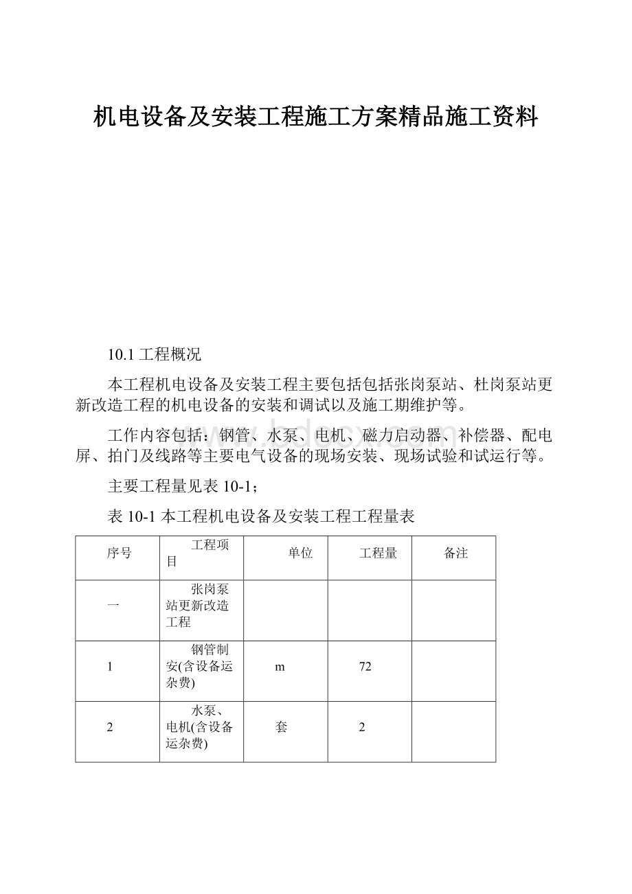 机电设备及安装工程施工方案精品施工资料.docx