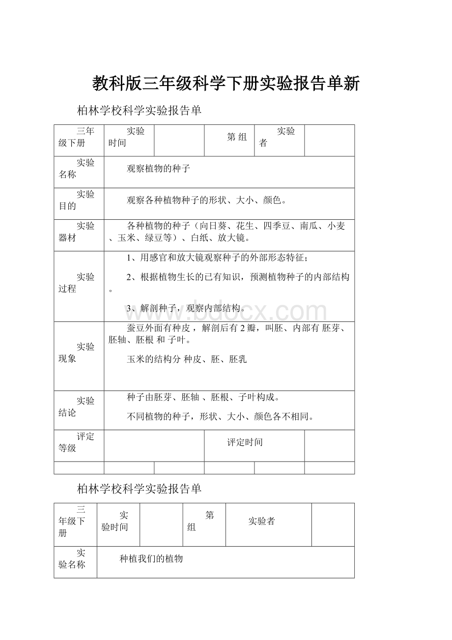 教科版三年级科学下册实验报告单新.docx_第1页