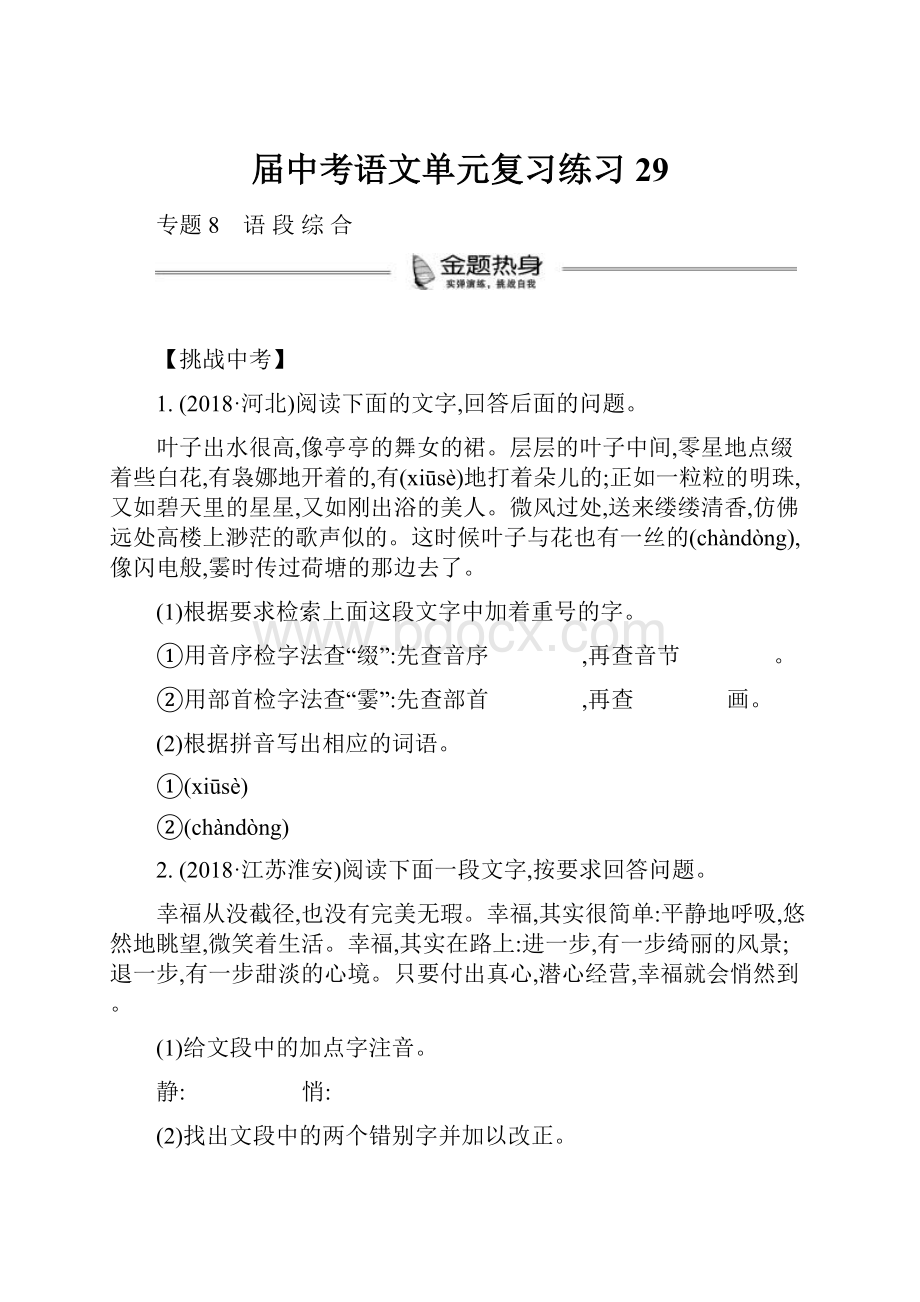 届中考语文单元复习练习29.docx