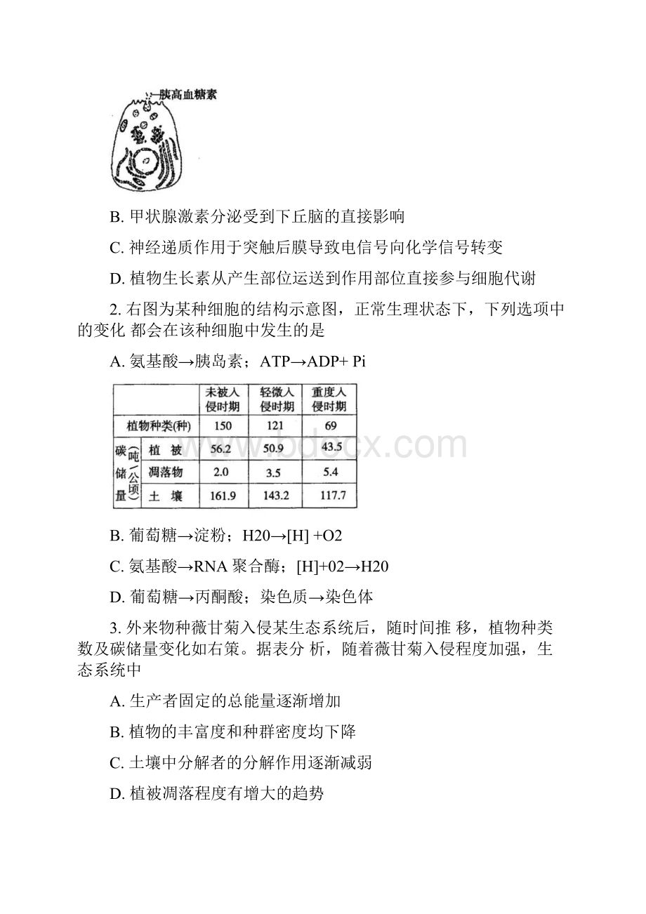 福建省质检福建省届高三毕业班质量检测理综试题Word版含答案.docx_第2页