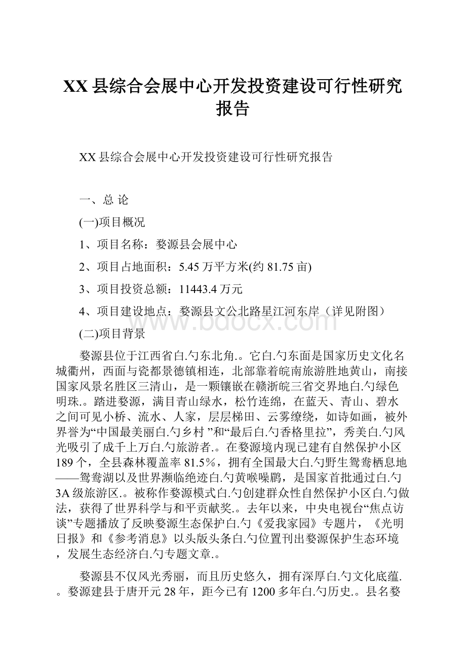 XX县综合会展中心开发投资建设可行性研究报告.docx