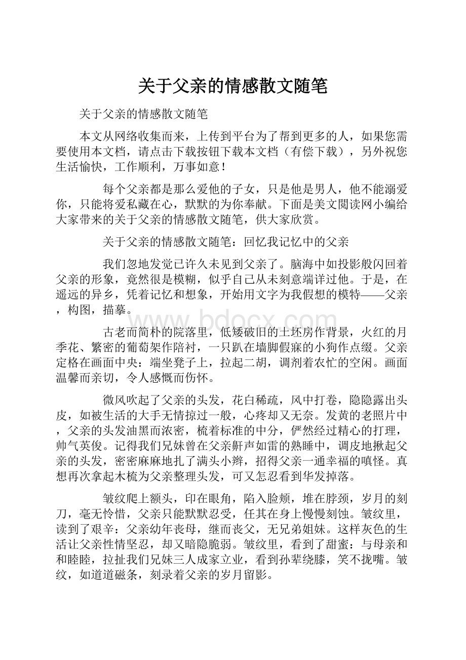 关于父亲的情感散文随笔.docx