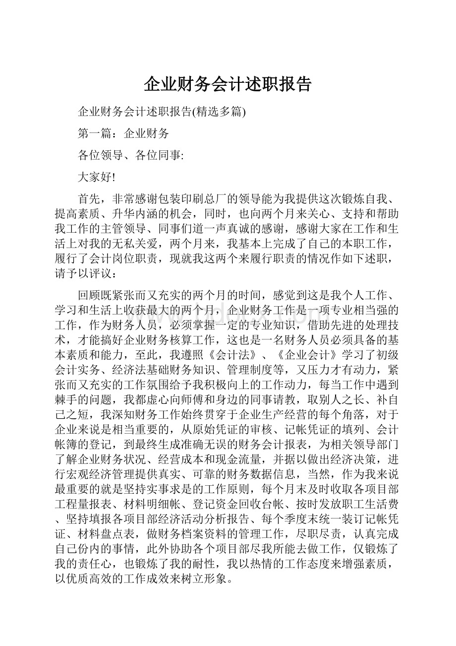 企业财务会计述职报告.docx