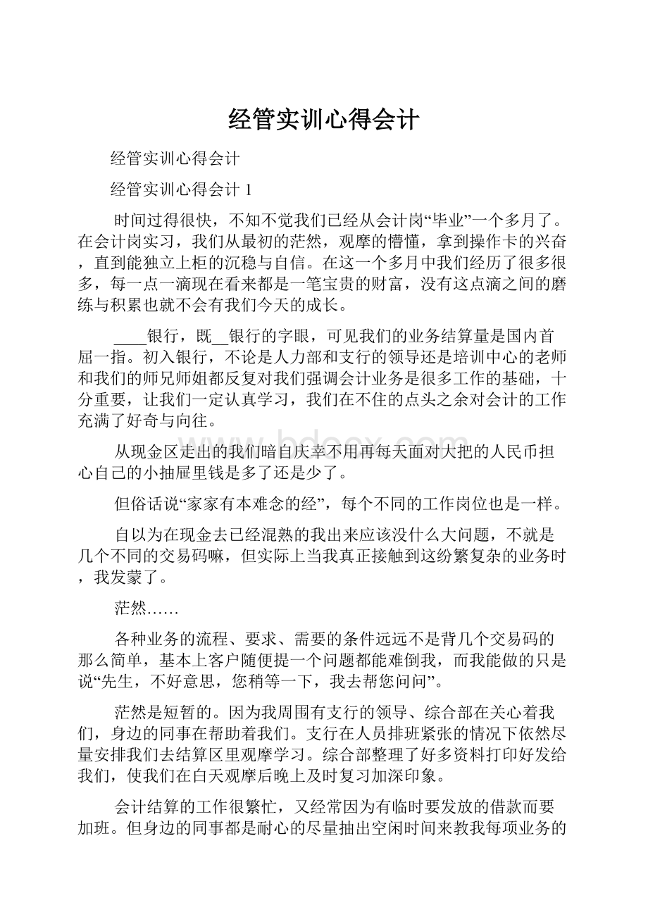 经管实训心得会计.docx