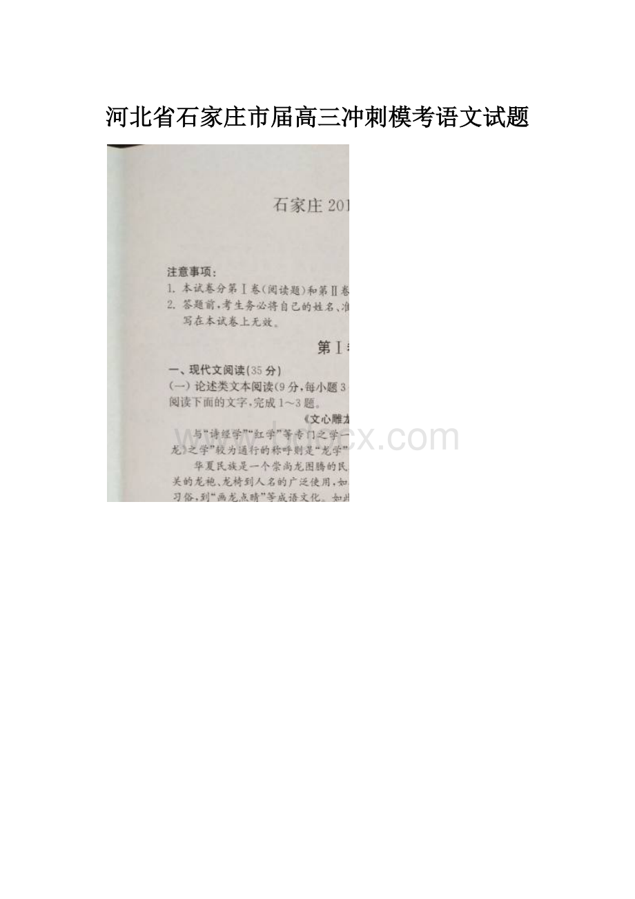 河北省石家庄市届高三冲刺模考语文试题.docx