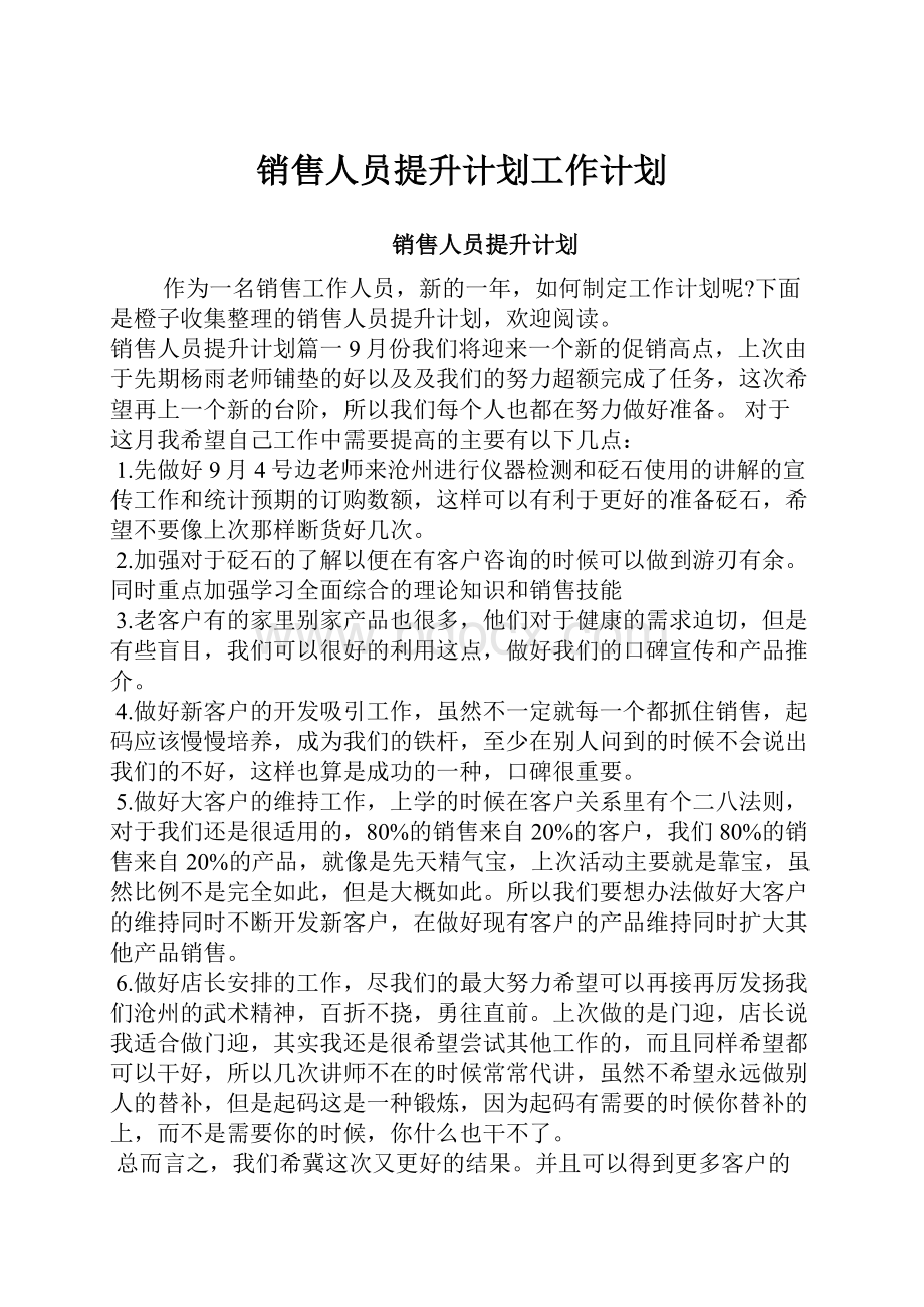 销售人员提升计划工作计划.docx