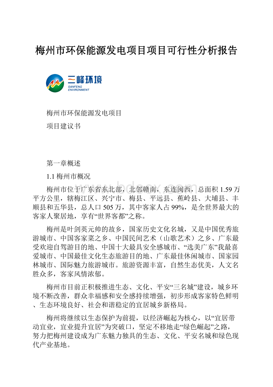 梅州市环保能源发电项目项目可行性分析报告.docx