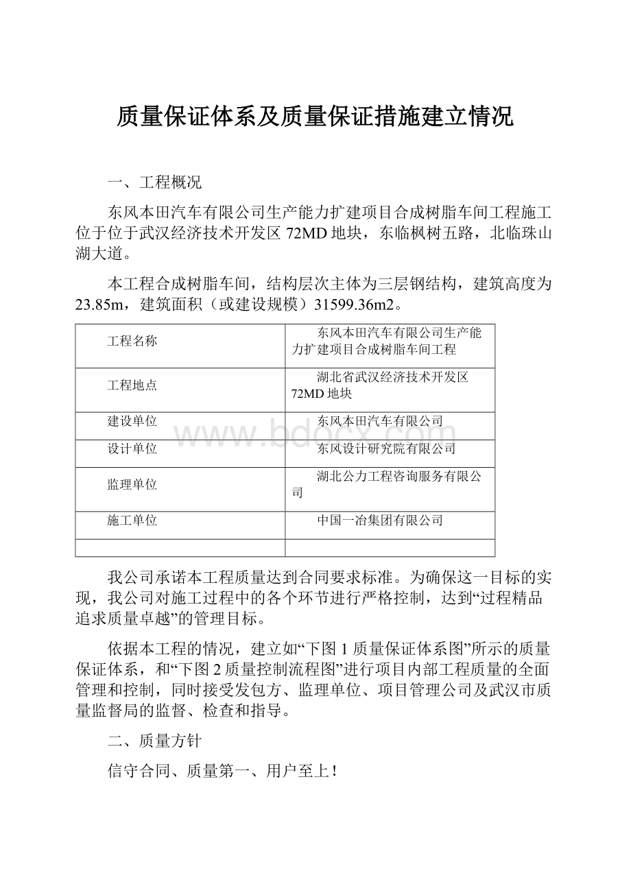 质量保证体系及质量保证措施建立情况.docx